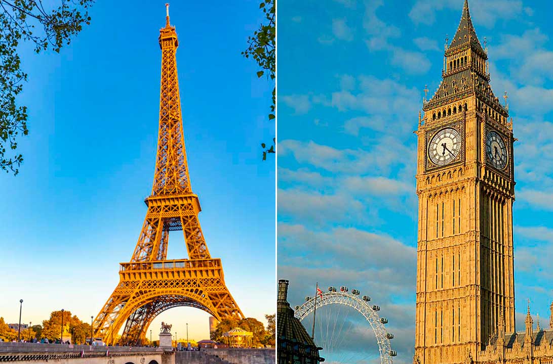 Paris e Londres com Amsterdã
